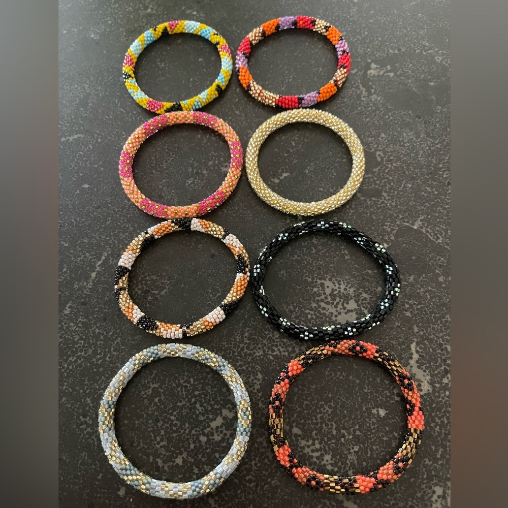SOLD -Sashka Co. glass beaded bracelets set of 8